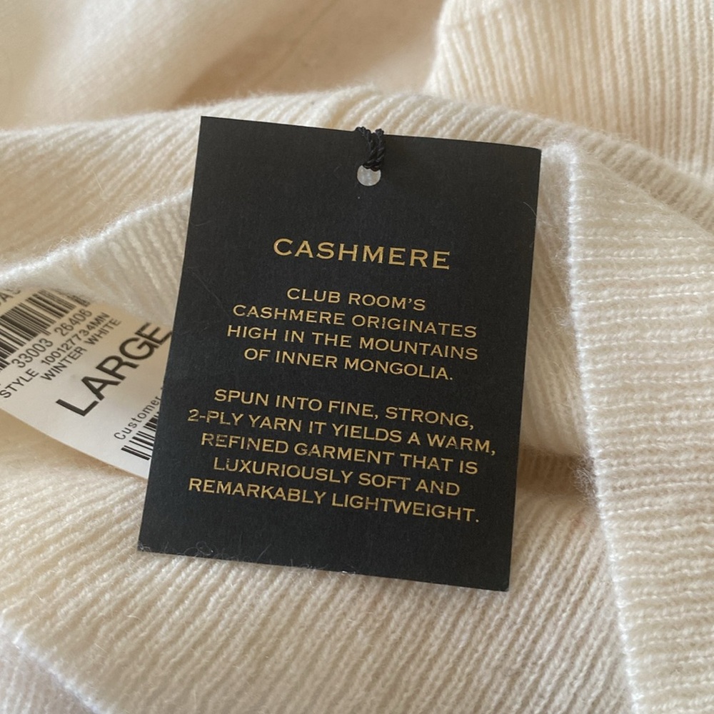 Club Room Luxury Ivory Cashmere Sweater - Picture 8 of 8